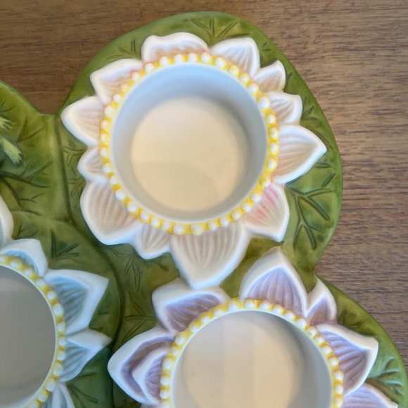 Partylite Pond Lily Pad Frog Lotus Flower Tealights Candle Holder - Picture 10 of 10